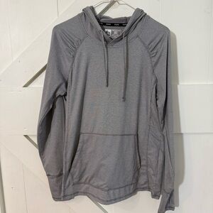 RBX Women’s Gray & White Striped Performance Hoodie Medium Thumbholes Athletic